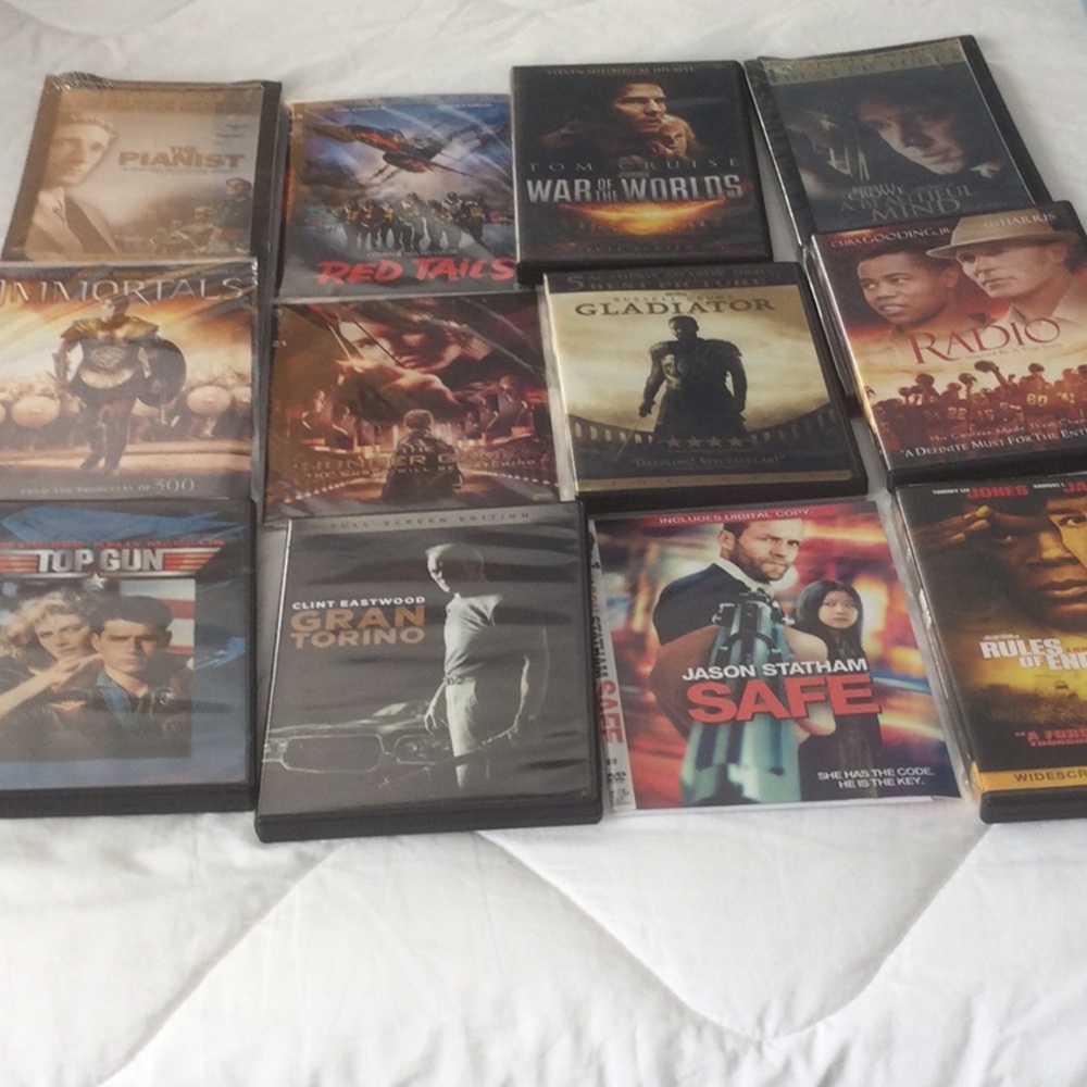 DVD set of 12 movies, includes 2 never opened